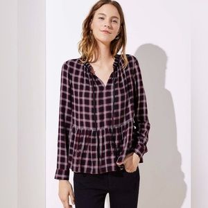 Loft Plaid Peplum Blouse